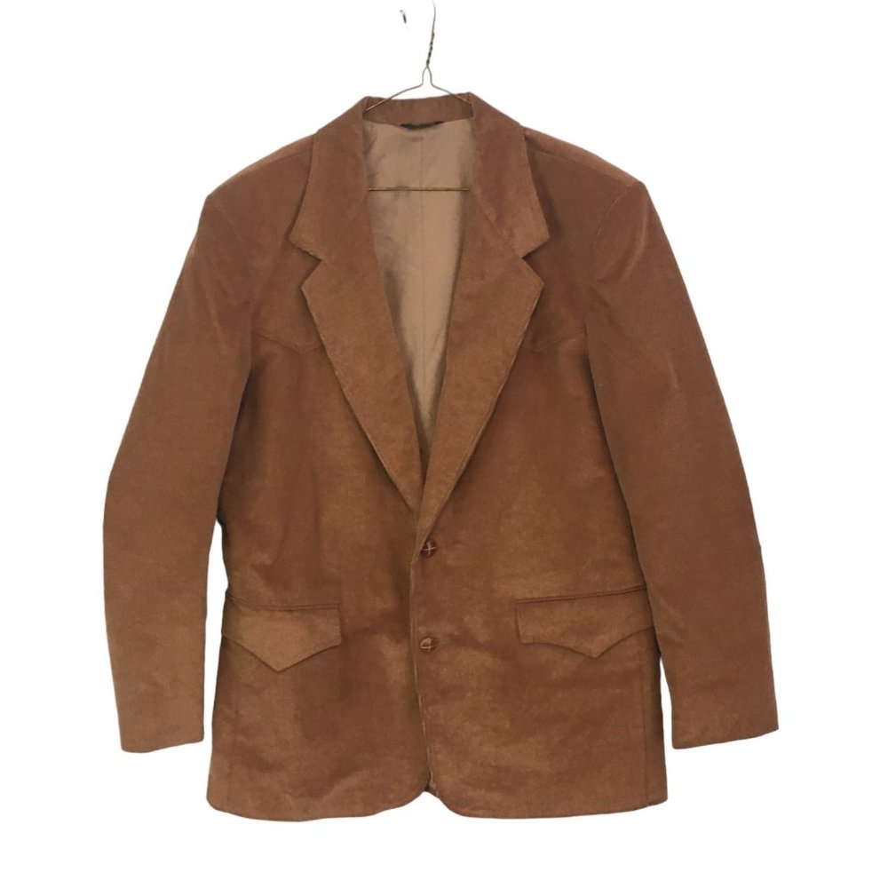 Pioneer Wear Mens Vintage Tan Corduroy Sports Coat Jacket, Western, 44 Chest